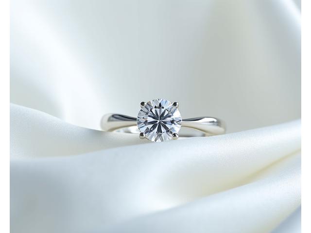 Bague de fiançailles solitaire classique en or blanc avec un diamant brillant