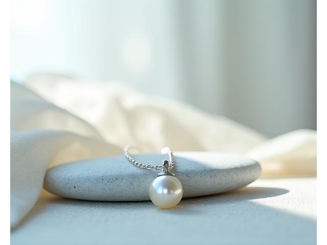 Collier pendentif éthique en argent recyclé avec une perle de culture d'eau douce traçable