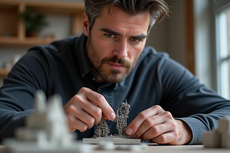 Antoine Dubois, sculpteur avec ses miniatures métalliques inspirant des bijoux