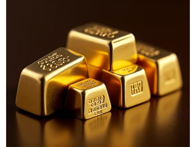 Lingots d'or pur 9k, 14k, 18k et 22k empilés, avec un poinçon de certification.